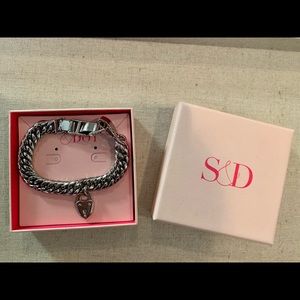 Stella & Dot Silver Heart Lock Bracelet